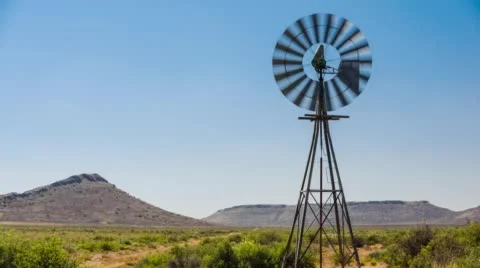Karoo landscape with windmill Stock Footage 54239455