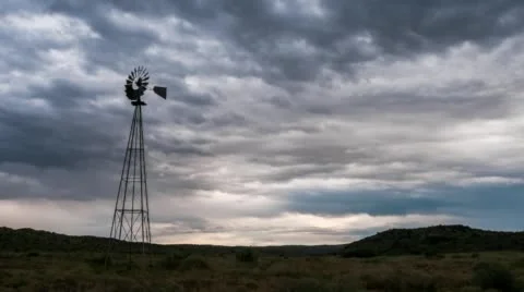 Karoo landscape with windmill Stock Footage 54241246
