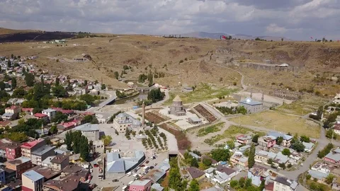 Kars old city town view with historic mosques, castle, Turkey Video stock 119894609