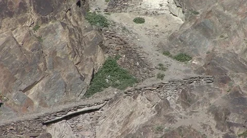Karsha gompa monk walk on path to monastery Stock Footage 58353412