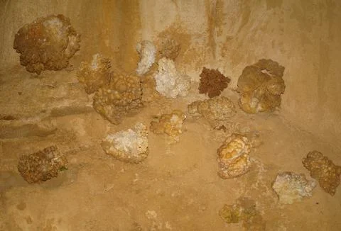 Karst formations in the cave. Stock Photos