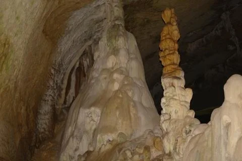 Karst formations in the cave. Stock Photos