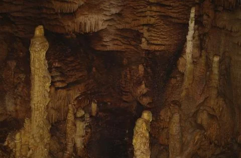 Karst formations in the cave. Stock Photos
