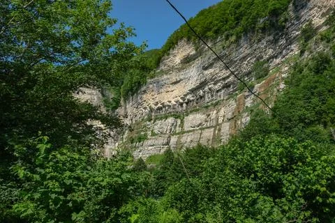 Karst limestone cliff and forest near Batumi in Adjara, Georgia Stock Photos