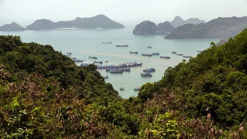 Karst mountain Cat Ba Island, Ha Long Bay, Vietnam timelapse Stock Footage 123471439