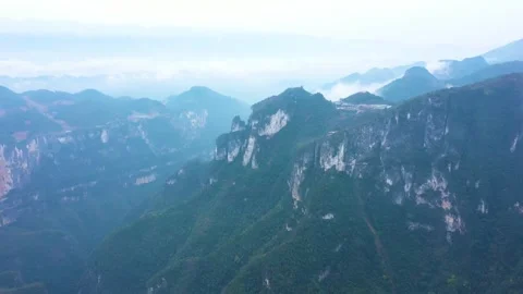 Karst Mountain Cliffs 4K Aerial Majestic Landforms Video stock 321036161