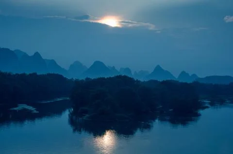 Karst mountain landscape and reflection Stock Photos