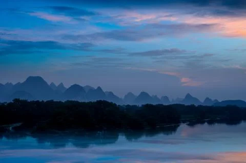Karst mountain landscape and reflection Stock Photos