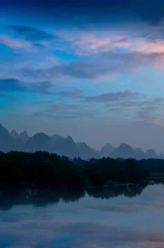 Karst mountain landscape and reflection Stock Photos