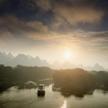 Karst mountain landscape and reflection Stock Photos