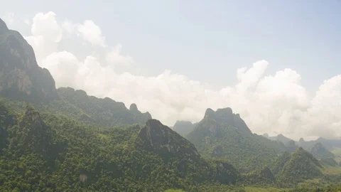 Karst Mountain Landscape Timelapse north of Vang Vieng, Laos Stock Footage 101066297