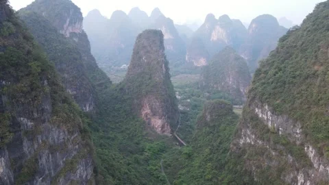 Karst mountain landscape in yangshuo, guilin, guangxi, china Stock Footage 341908446