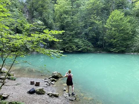 Karst spring of the river Kupa or natural monument source of the river Kupa 스톡 사진