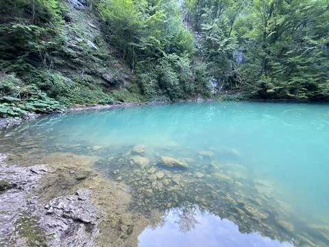 Karst spring of the river Kupa or natural monument source of the river Kupa 스톡 사진