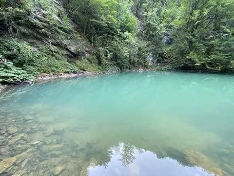 Karst spring of the river Kupa or natural monument source of the river Kupa Foto stock