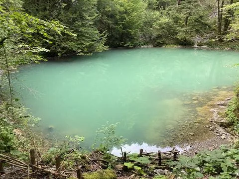 Karst spring of the river Kupa or natural monument source of the river Kupa 스톡 사진