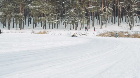 Kart racing on the frozen lake Stock Footage 59035070