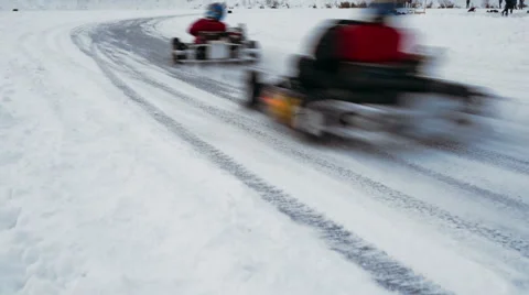 Kart racing on the frozen lake Stock Footage 59041177