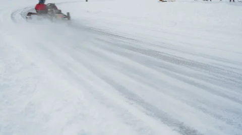 Kart racing on the frozen lake Stock Footage 59041549