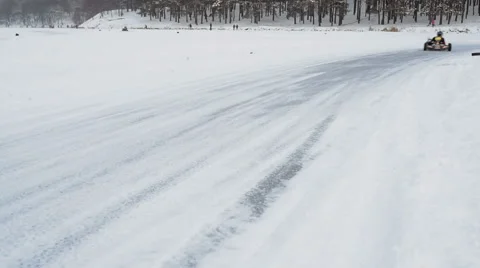 Kart racing on the frozen lake Stock Footage 59041873