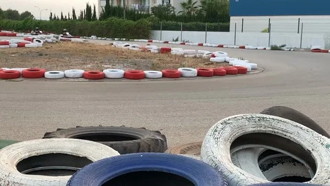 Kart racing with several drivers Stock Footage 117963960