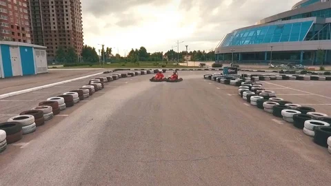 Kart track. Sunset Stock Footage 78705277
