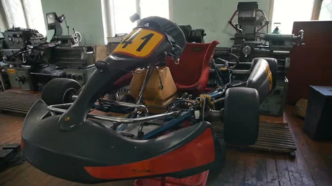 Kart in the workshop Stock Footage 90898248
