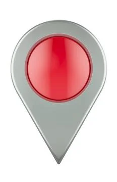 Kartenzeiger, Vorderansicht. 3D-Rendering Map pointer, front view. 3D rend... Stock Photos