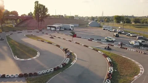 Karting competitions. Extreme race on the track Stock Footage 166380313