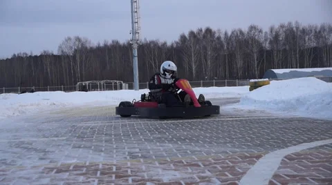 Karting goes to turn the camera to the side Stock Footage 58158879