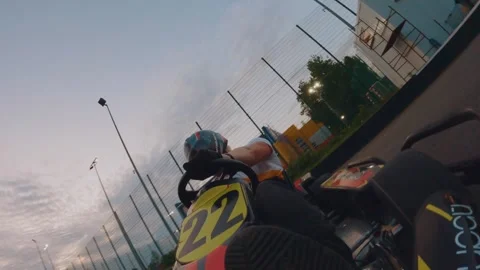 Karting, shooting with an action camera on a go-kart Stock Footage 241788090