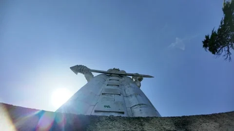 Kartlis Deda statue holding sword and bowl in Tbilisi, Georgia Stock Footage 309529090