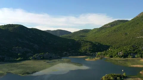 Karuc Bay in Lake Skadar National Park, Montenegro Stock Footage