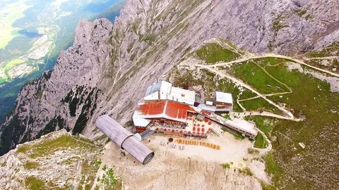 Karwendel cable car mountain station in Bavaria. Stock Footage 79724847