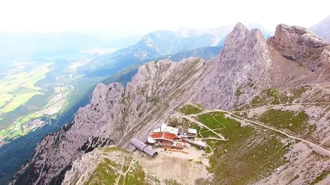 Karwendel cable car mountain station in Bavaria. Stock Footage 79725343