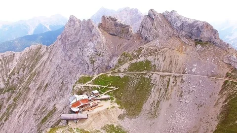 Karwendel cable car mountain station in Bavaria. Stock Footage 79725388