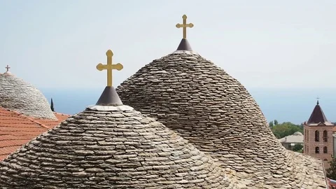Karyes, Cell Hilandar Stone Roofs, August 25, 2014 4 Stock-Footage 73259366