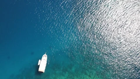 Kas boat aerial drone flight forward over the sea Stock Footage 344555792