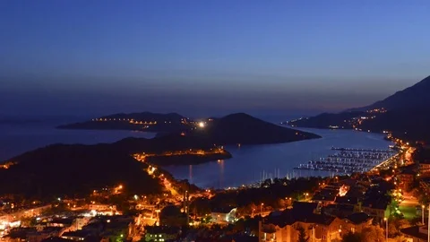 Kas city in night time Stock Footage 82351319