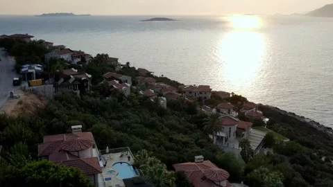 Kas Turkey aerial drone view flying towards the sea Stock Footage 344406254