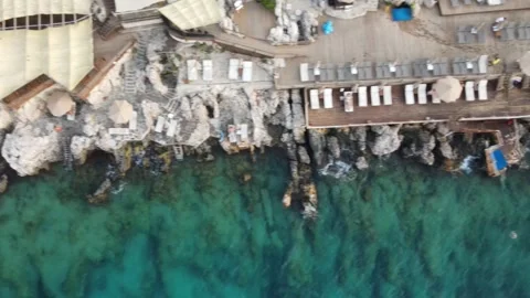 Kas Turkey aerial view of Lighthouse hotel beach Stock Footage 344406444