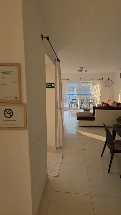 Kas, Turkey - August 22, 2026 Entering villa living room view Stock Footage 345145823