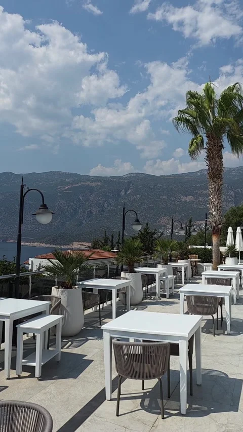 Kas, Turkey - August 23, 2026 Sidera restaurant and sky view Stock Footage 345145446