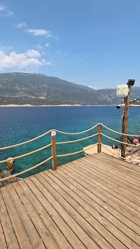 Kas, Turkey - August 23, 2026 Lighthouse Hotel pier walking view Stock Footage 345145654