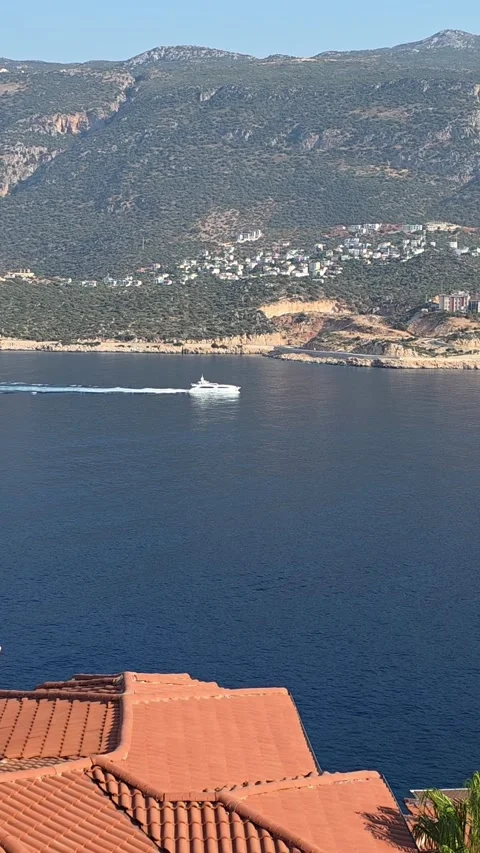 Kas, Turkey - August 23, 2026 Yacht sailing in sea view Stock Footage 345145777