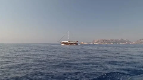 Kas, Turkey - August 25, 2026 Sailing boat on blue sea Stock Footage 344642790