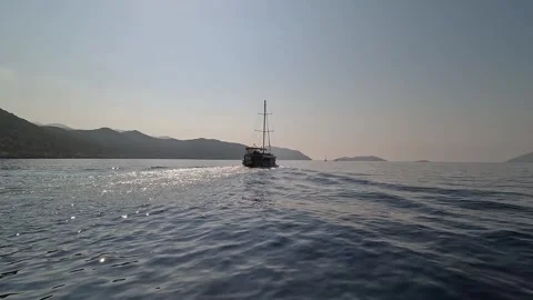 Kas, Turkey - August 25, 2026 Sailing yacht on sea Stock Footage 344643059