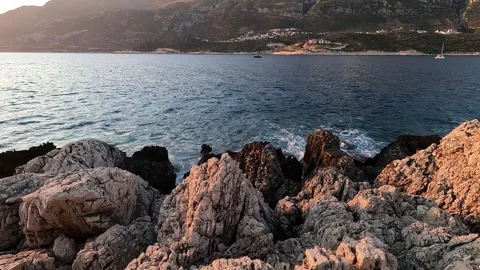 Kas, Turkey - August 29, 2026 Rocky coast and sea view Stock Footage 345139203