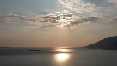 Kas Turkey sunset aerial view over sea and sun Stock Footage 344406610