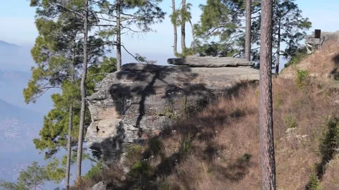 Kasar Devi Rock Cliff and Pine Forest Over Himalayan Valley 4K footage Stock-Footage 322080836
